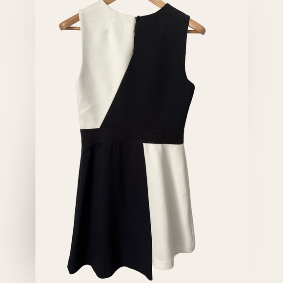 MILLY NEW Black & White Asymmetrical Sleeveless Colorblock Dress Size 8 - Picture 4 of 12